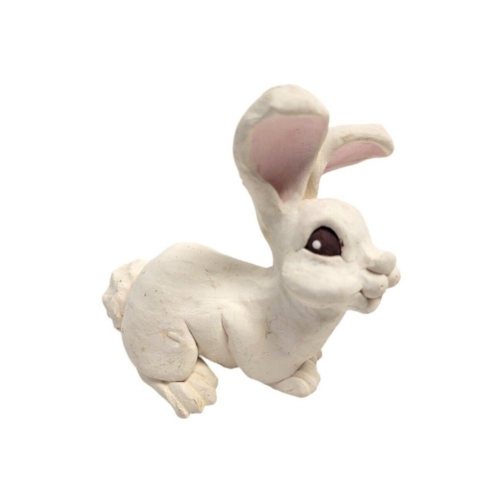 VTG Hand Sculptured Art Rabbit Whiterock Studio Stamped Clay 1986 Bunny